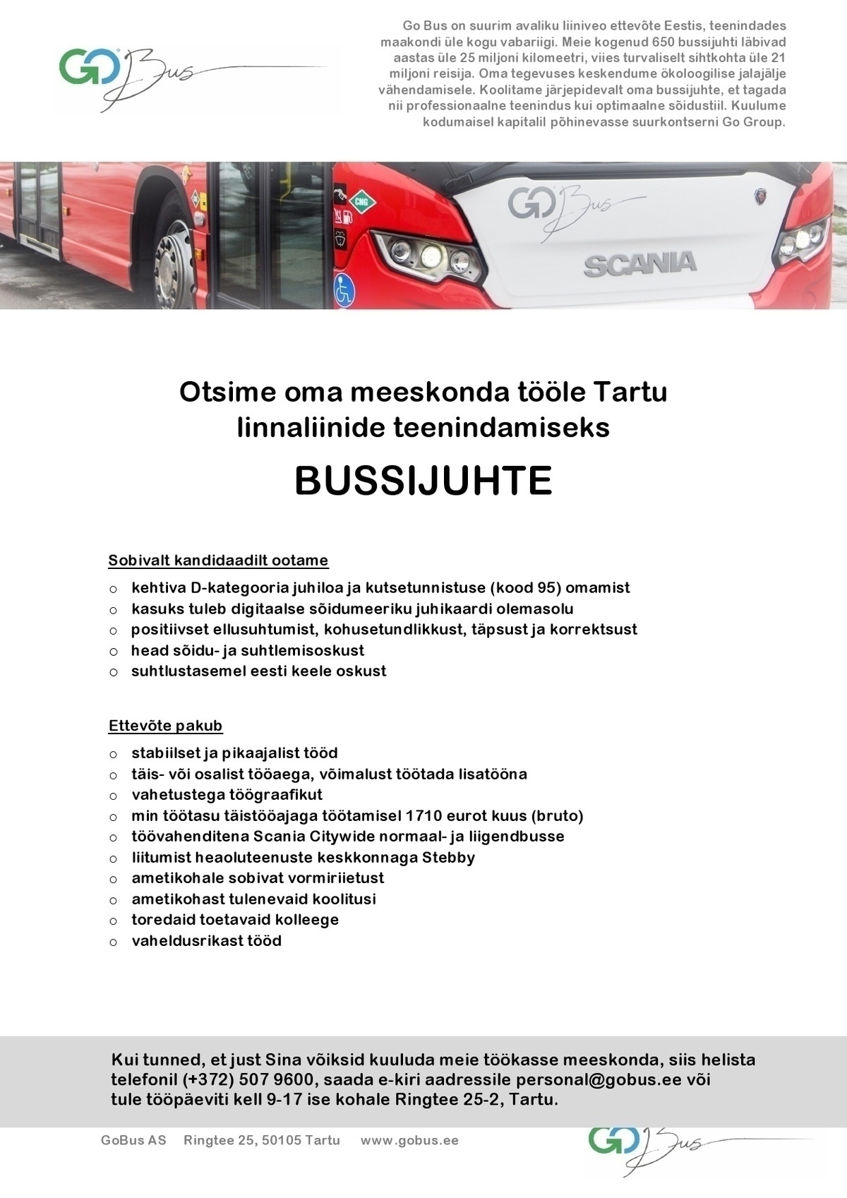 AS GoBus Tartu linnaliinide bussijuht