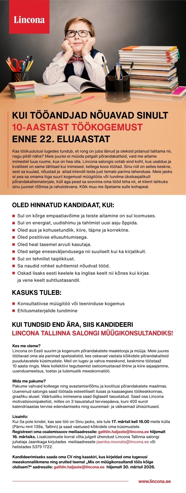 Lincona Konsult AS Tallinna salongi müügikonsultant