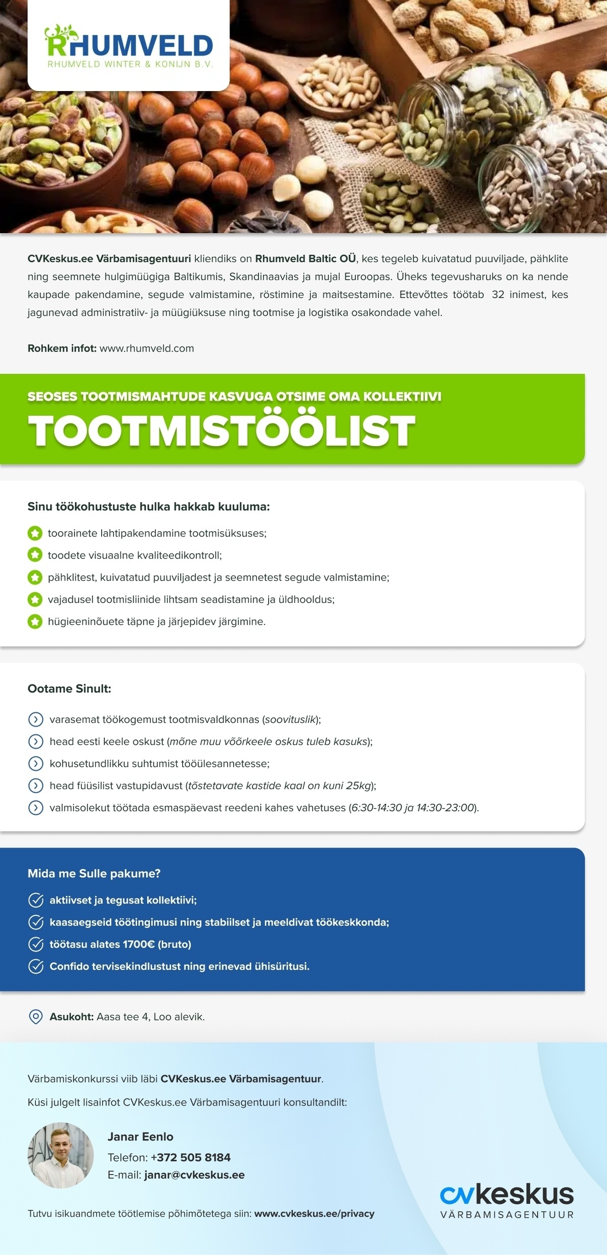 Rhumveld Baltic OÜ TOOTMISTÖÖLINE