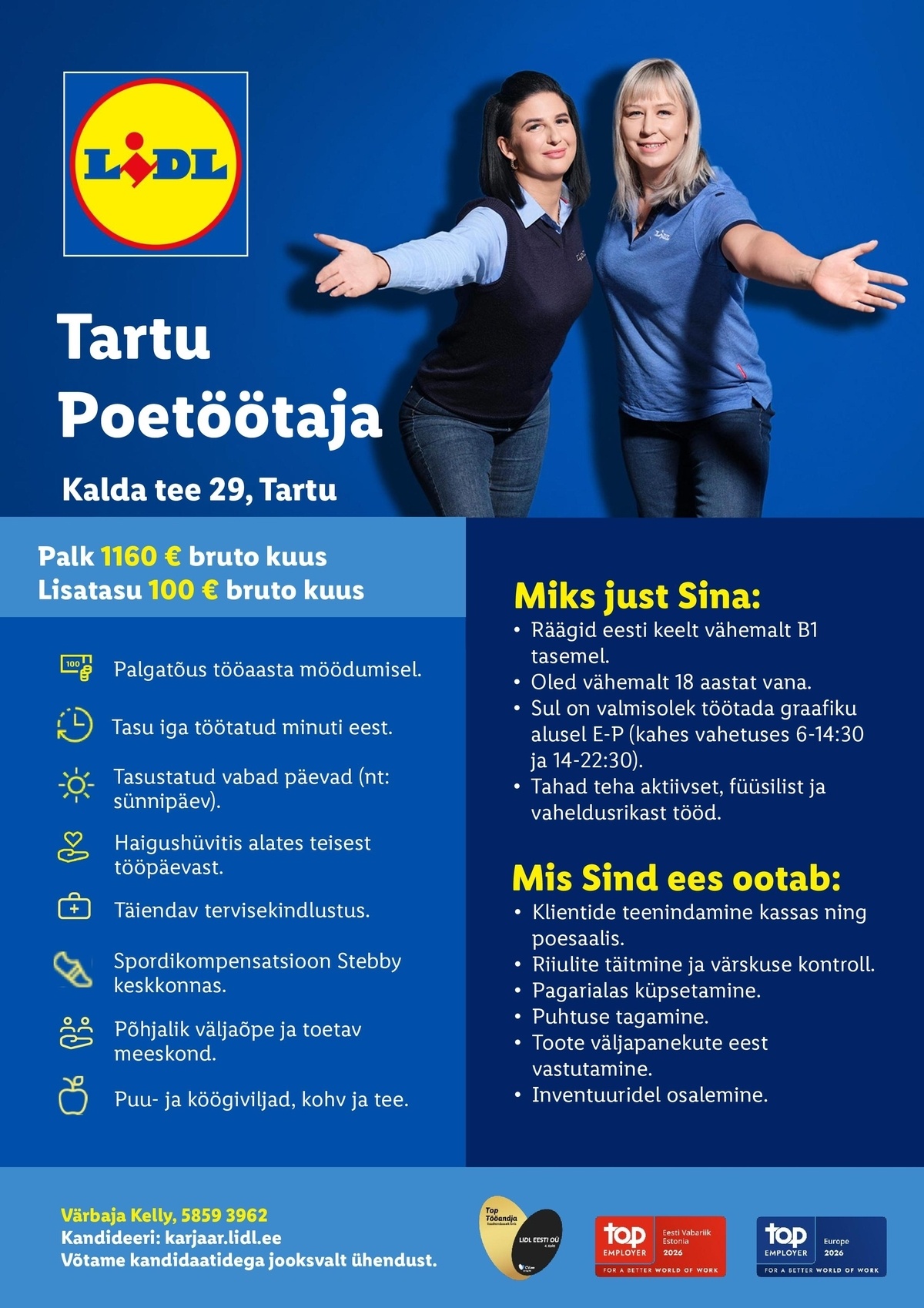 Lidl Eesti OÜ Tartu poetöötaja (Kalda tee 29, Tartu)