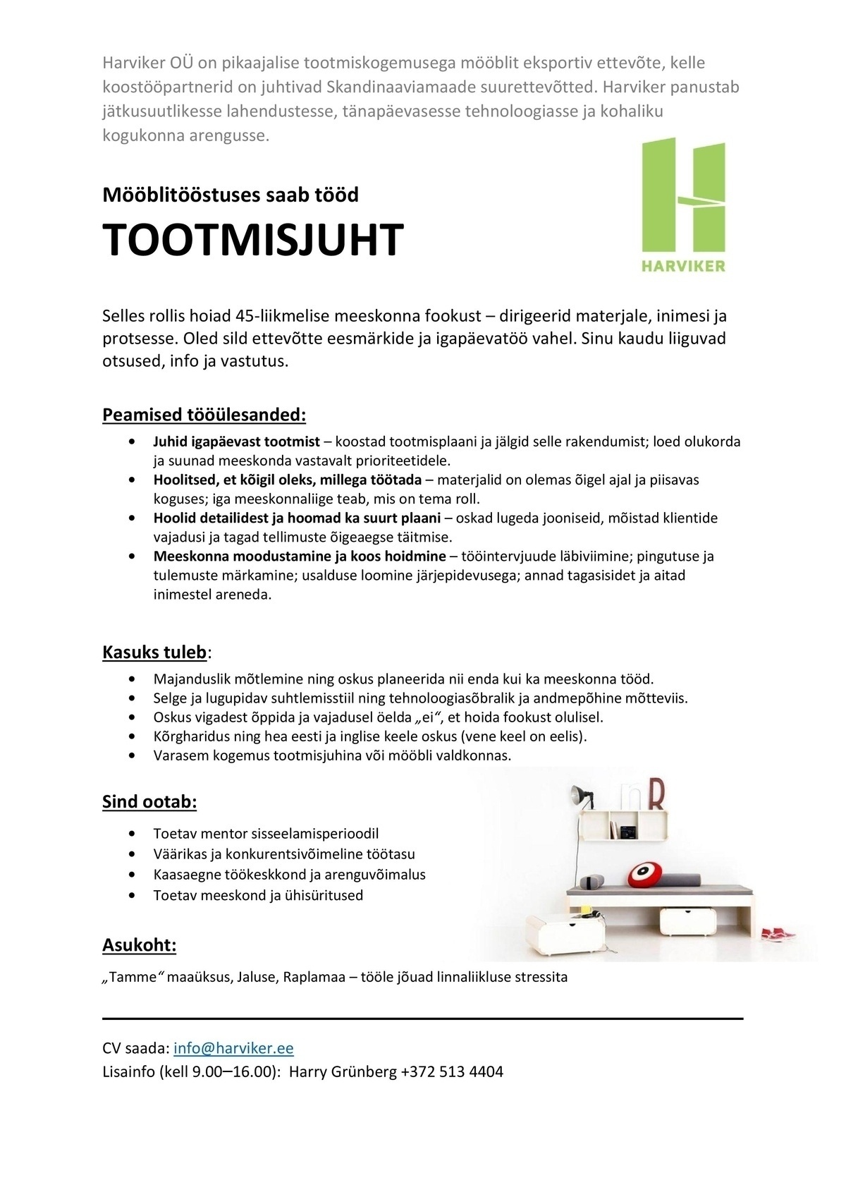 Harviker OÜ Tootmisjuht