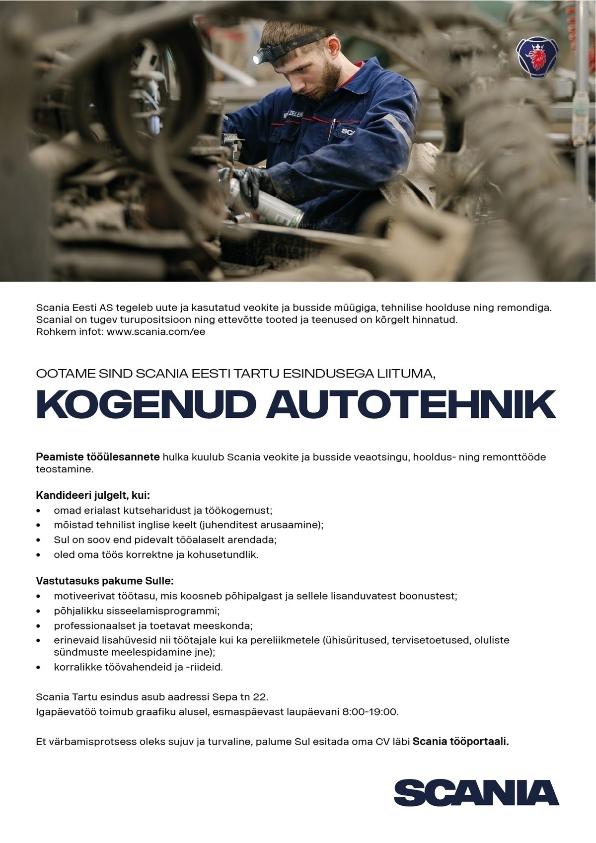 Scania Eesti AS Kogenud autotehnik