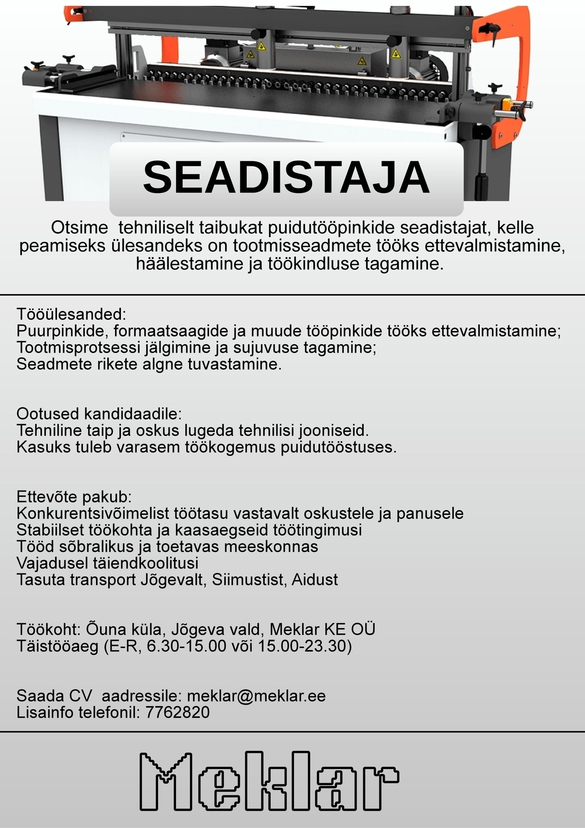 Meklar KE OÜ SEADISTAJA