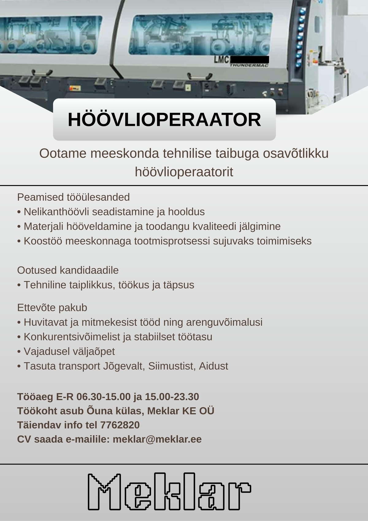 MEKLAR KE OÜ HÖÖVLIOPERAATOR