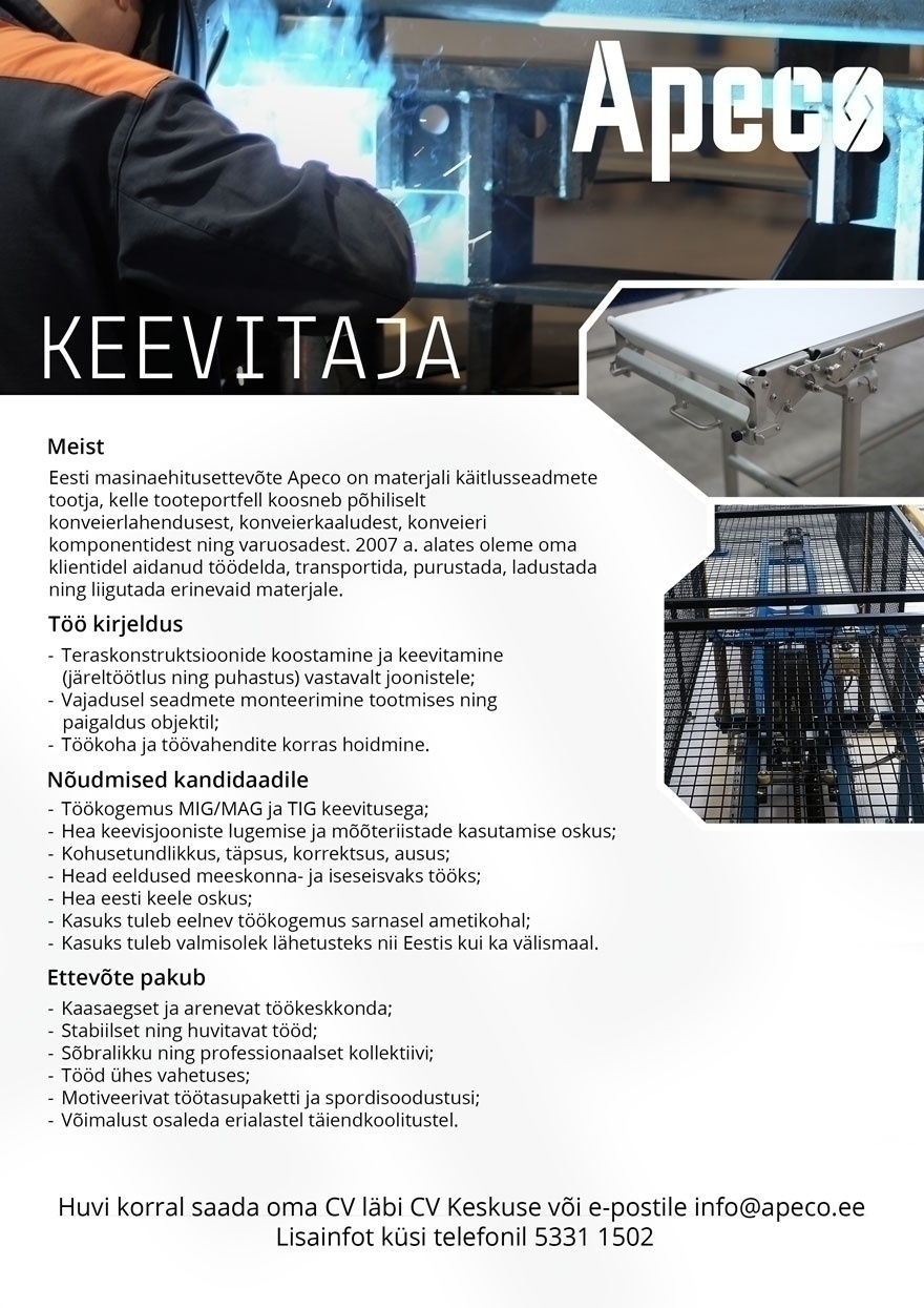 APECO GROUP OÜ Keevitaja-koostaja