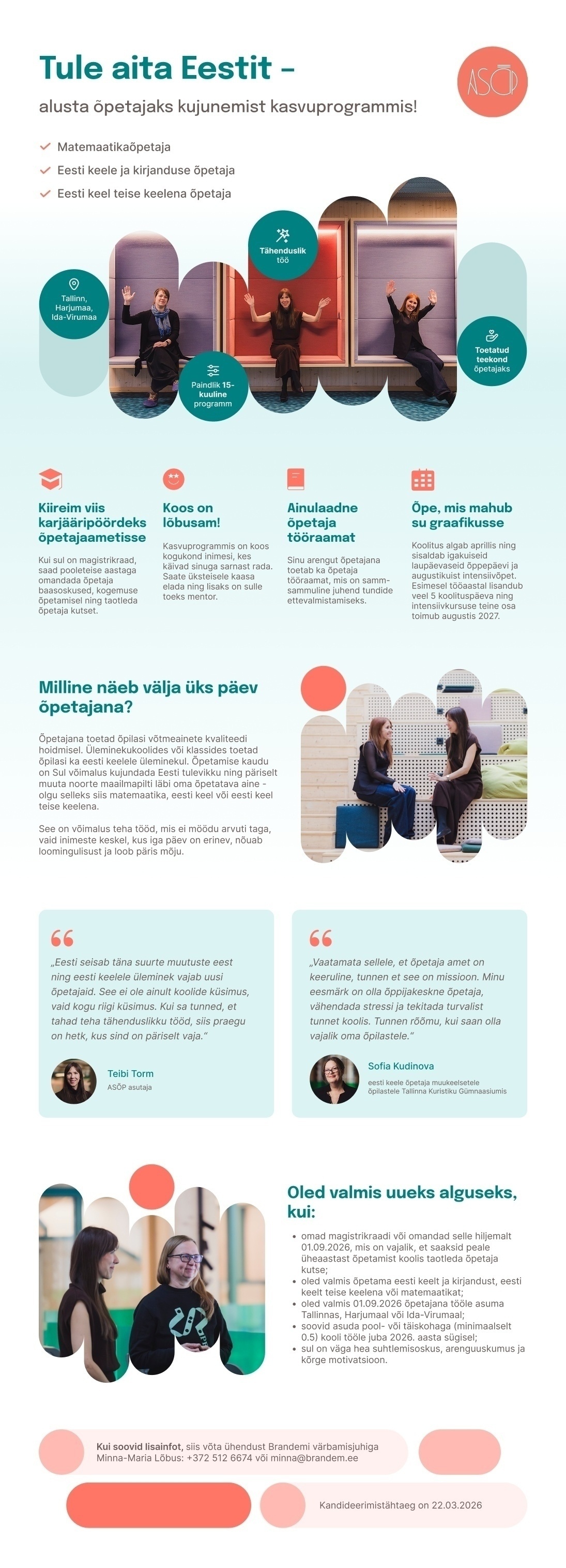 BRANDEM BALTIC OÜ Liitu õpetajate kasvuprogrammiga - tule ja panusta noorte tulevikku!