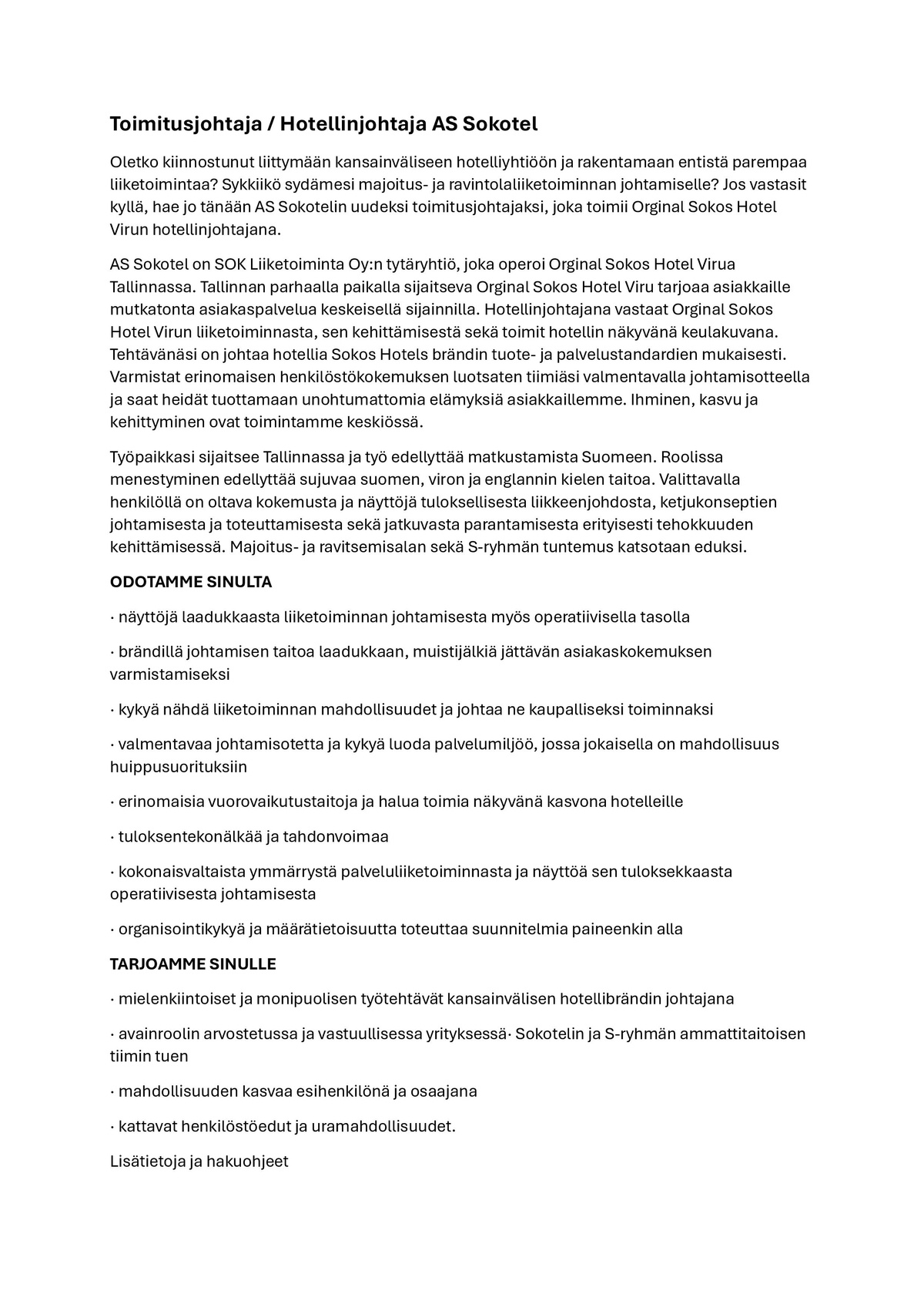 Sokotel AS Managing Director / General Manager AS Sokotel