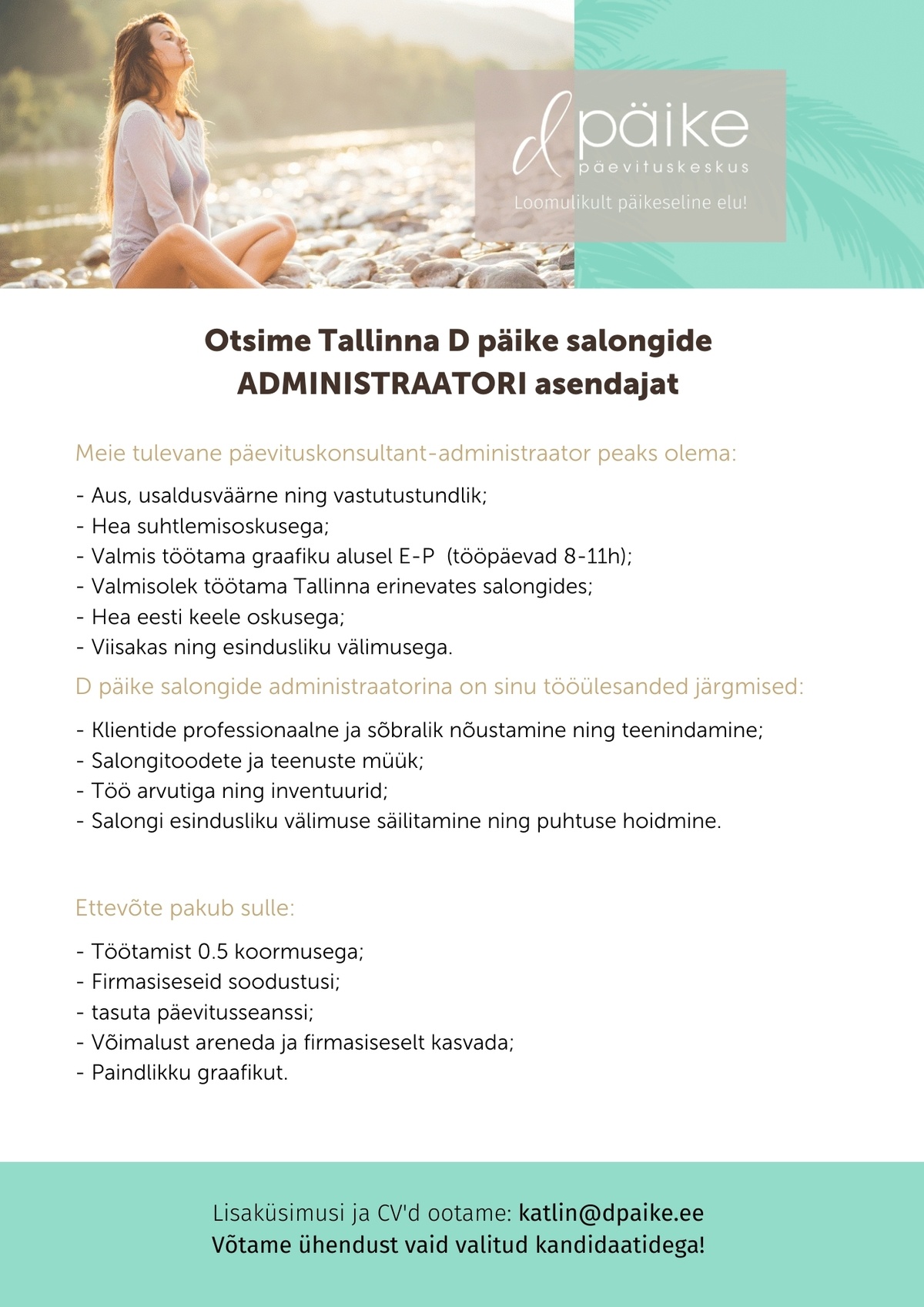 Regentum OÜ Tallinna D päike salongide ADMINISTRAATORI ASENDAJAT