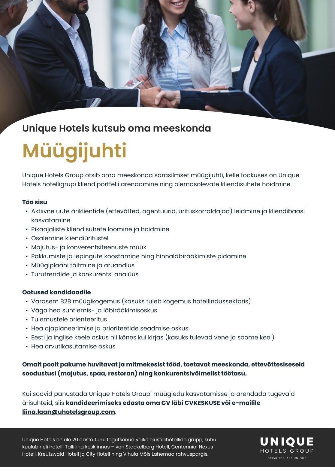 Centennial Hospitality OÜ Müügijuht