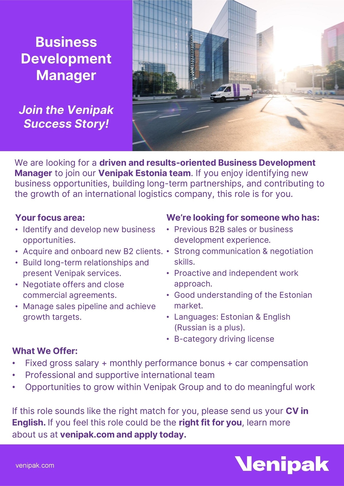 Venipak Eesti OÜ Business Development Manager