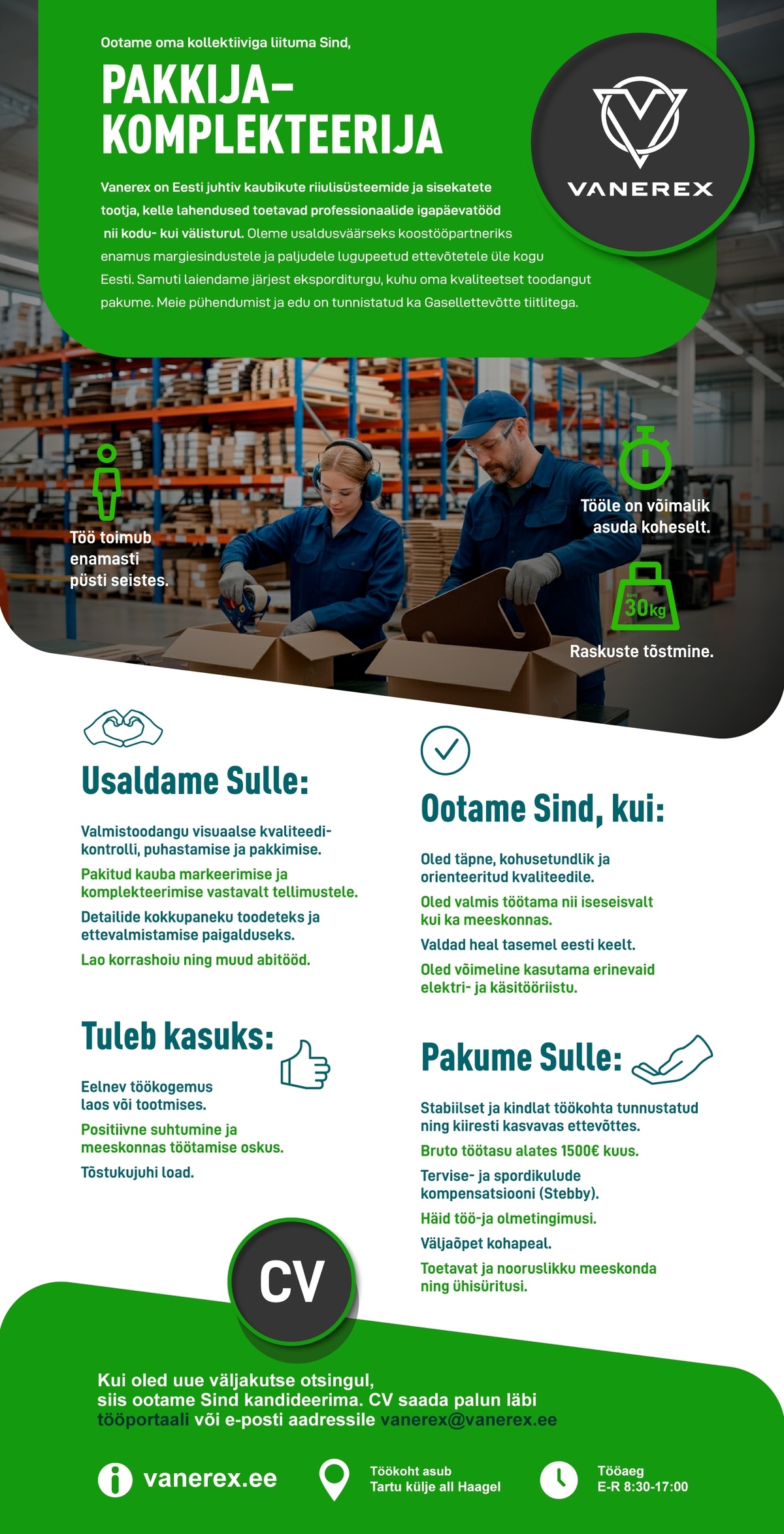 VANEREX OÜ Pakkija-komplekteerija