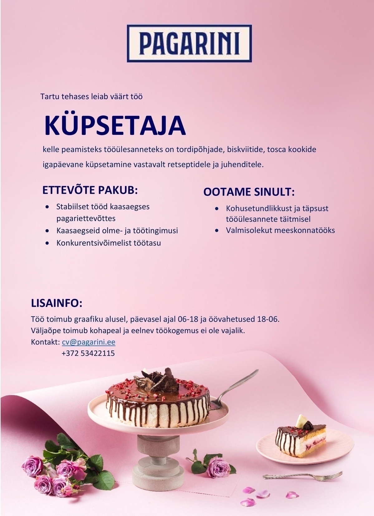 Pagarini OÜ Küpsetaja