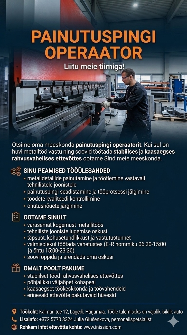 INISSION TALLINN OÜ Painutuspingi operaator