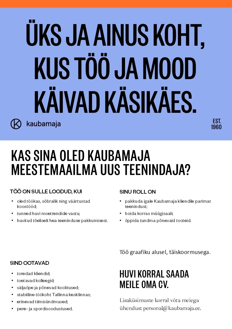 Kaubamaja Meestemaailma teenindaja