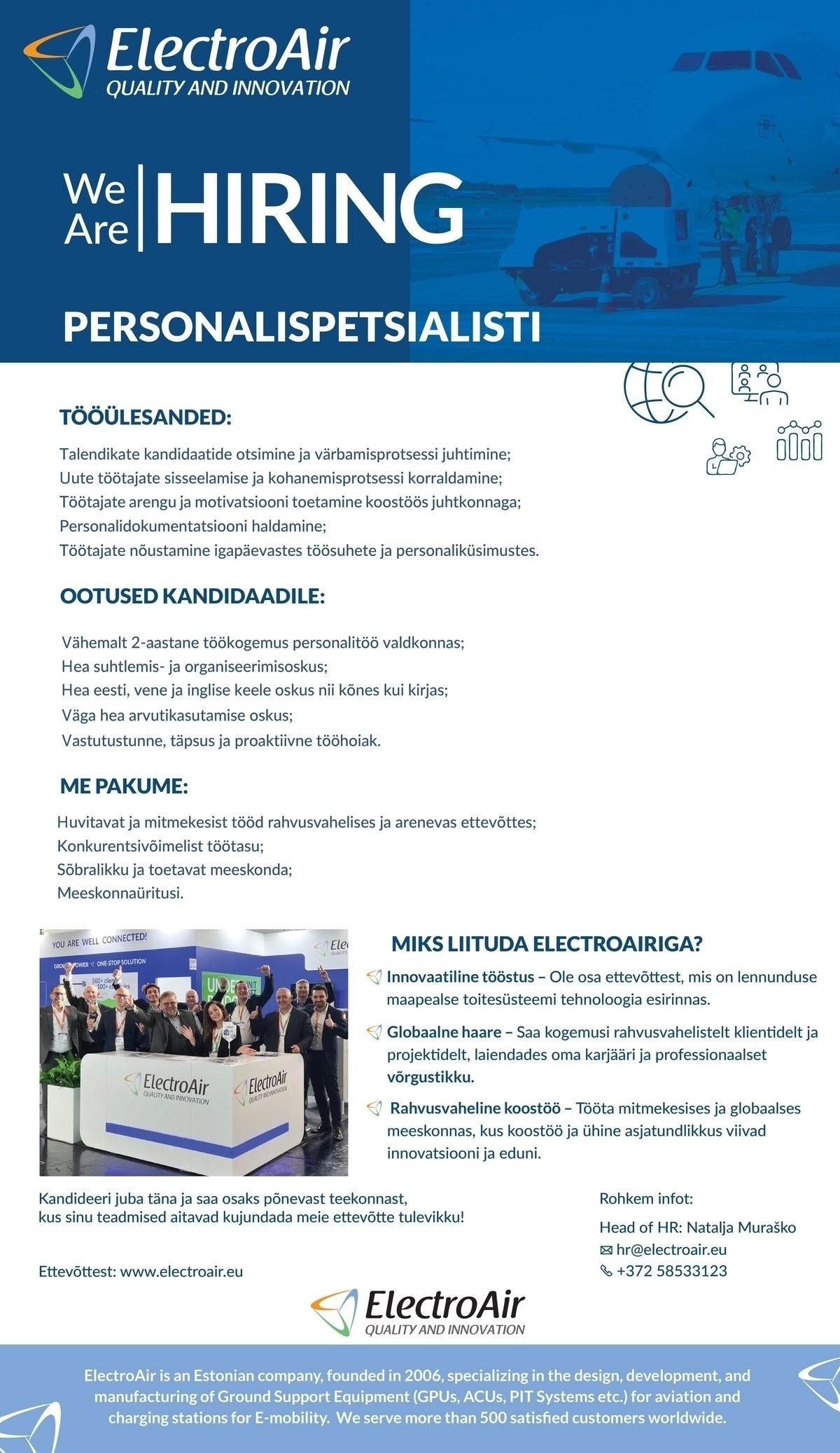 ELECTROAIR OÜ Personalispetsialist