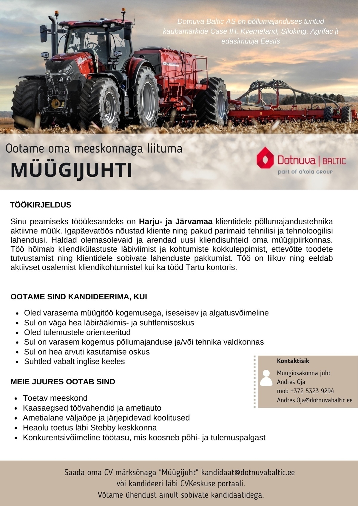 DOTNUVA BALTIC AS Piirkondlik müügijuht