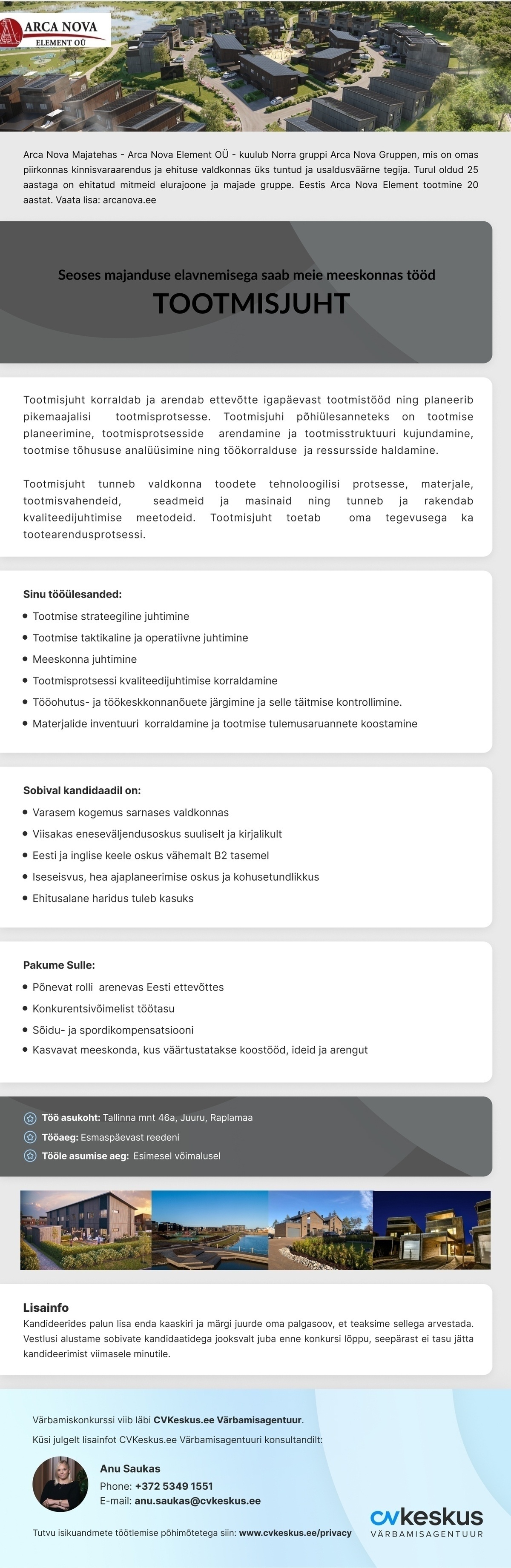 Arca Nova Element OÜ TOOTMISJUHT