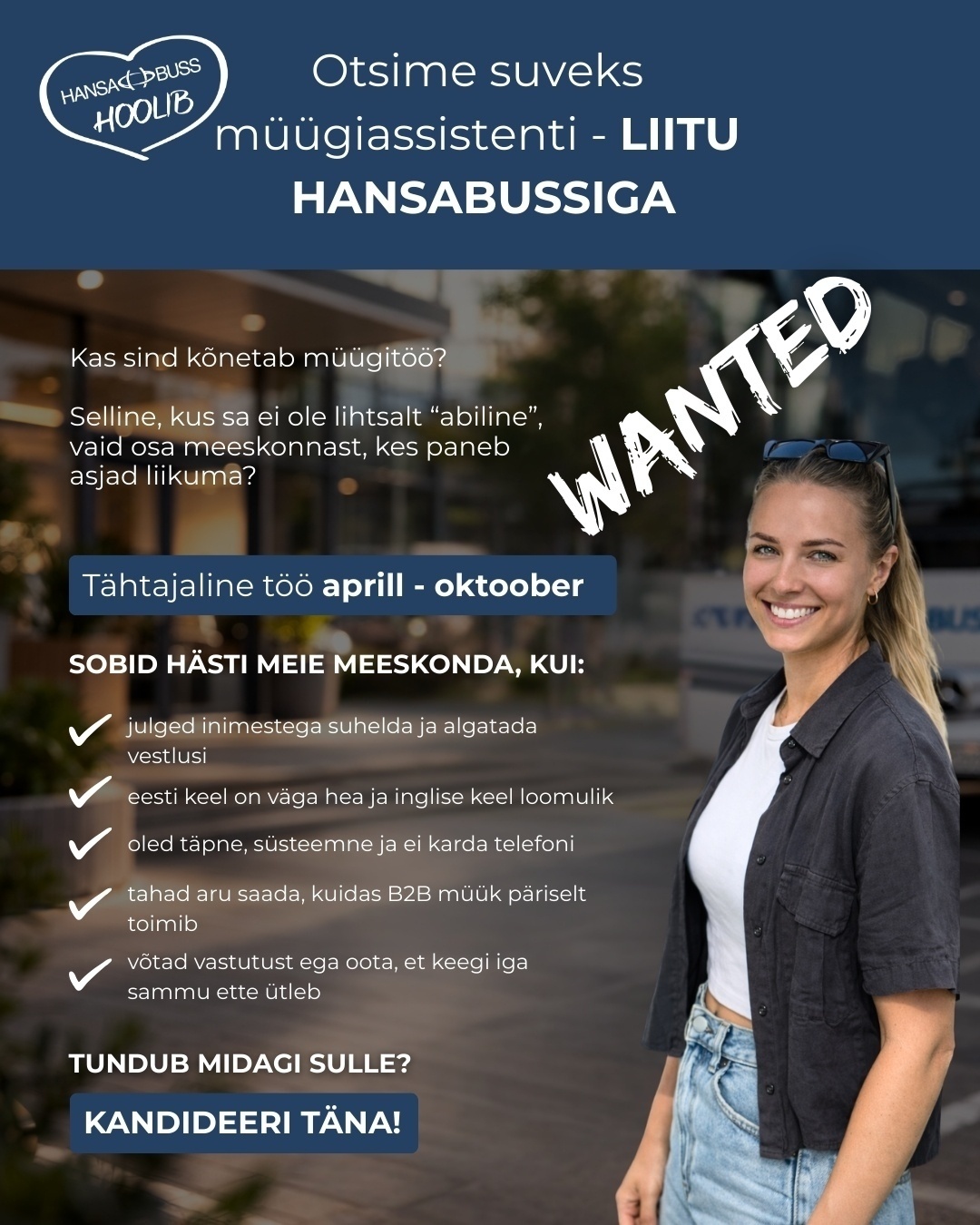 AS Hansabuss Müügiassistent suveks!