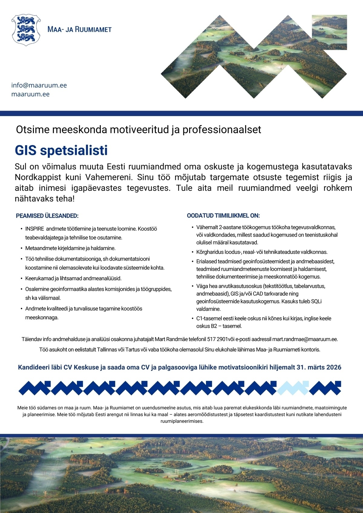 Maa- ja Ruumiamet Peaspetsialist