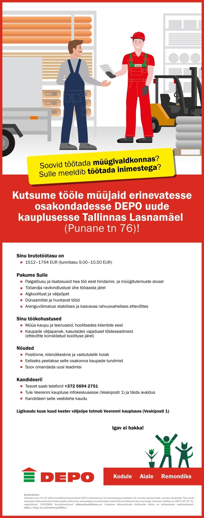 DEPO DIY EE OÜ Müüja, Lasnamäe (Punane tn 76)