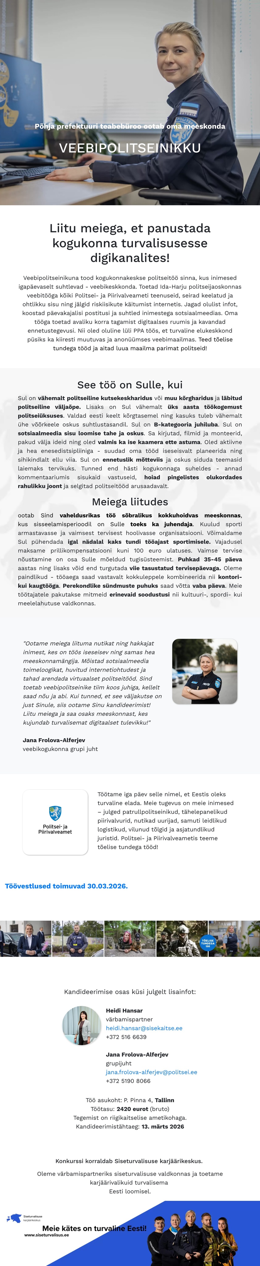 Siseturvalisuse karjäärikeskus Veebipolitseinik