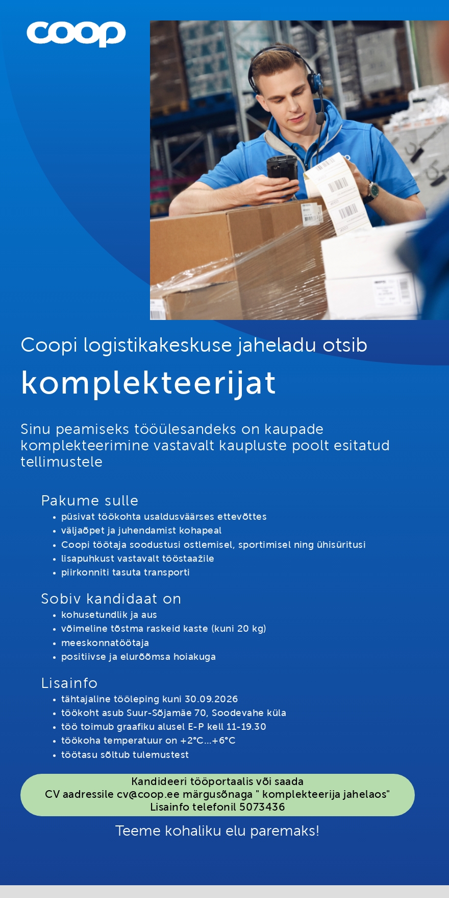Coop Eesti Keskühistu Tähtajaline komplekteerija (jahelaos)