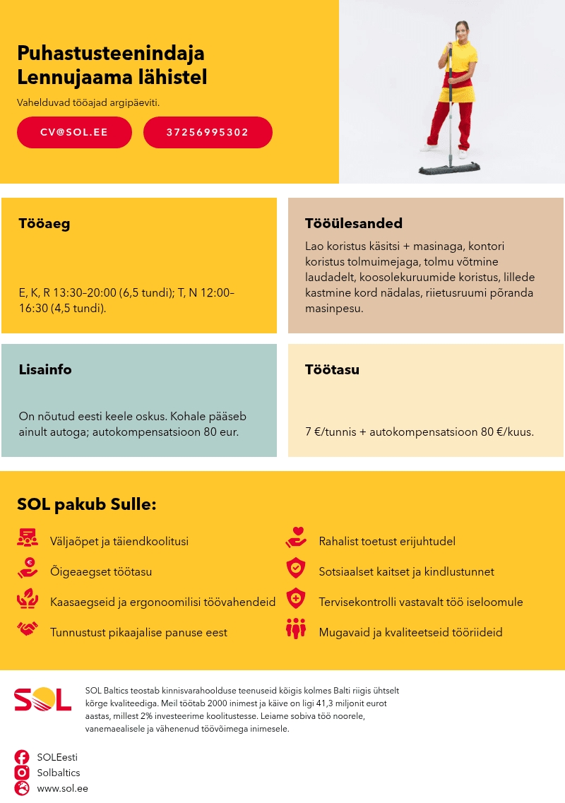 SOL Baltics OÜ Puhastusteenindaja Lennujaama lähistel