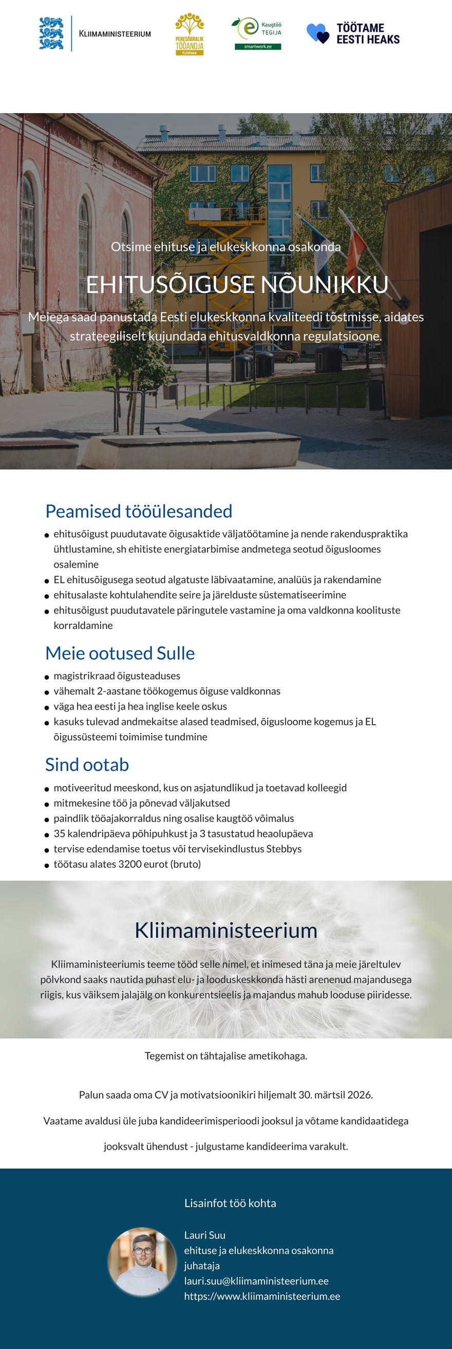 Kliimaministeerium Ehitusõiguse nõunik