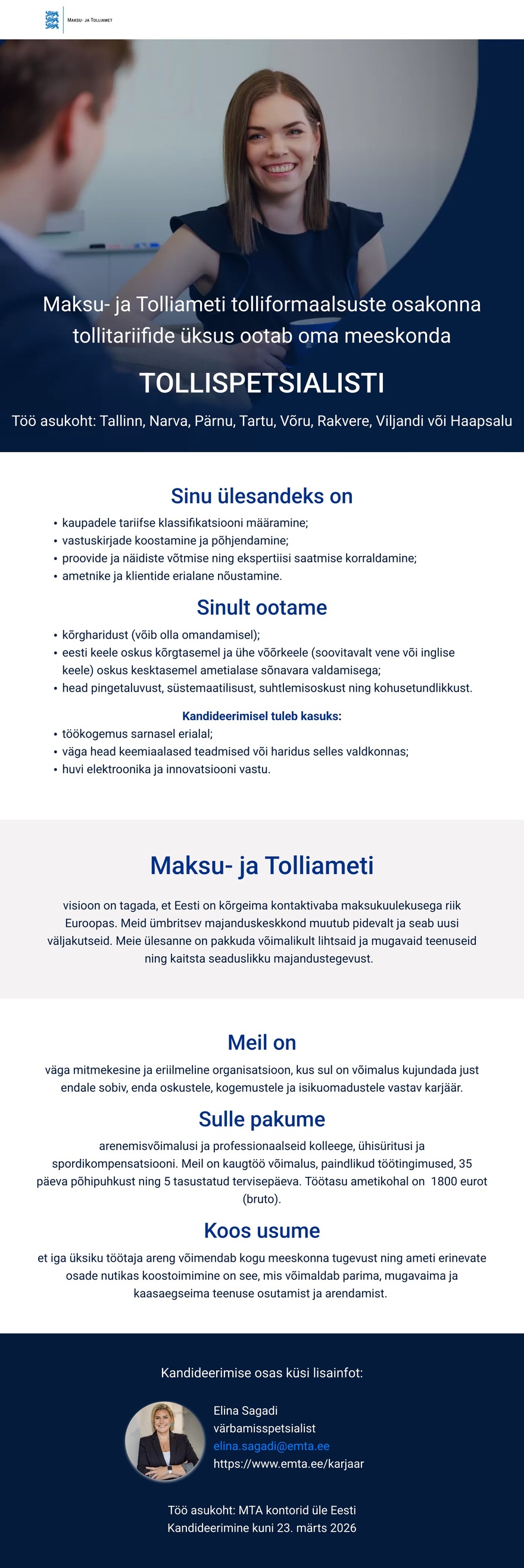 Maksu- ja Tolliamet Tollispetsialist