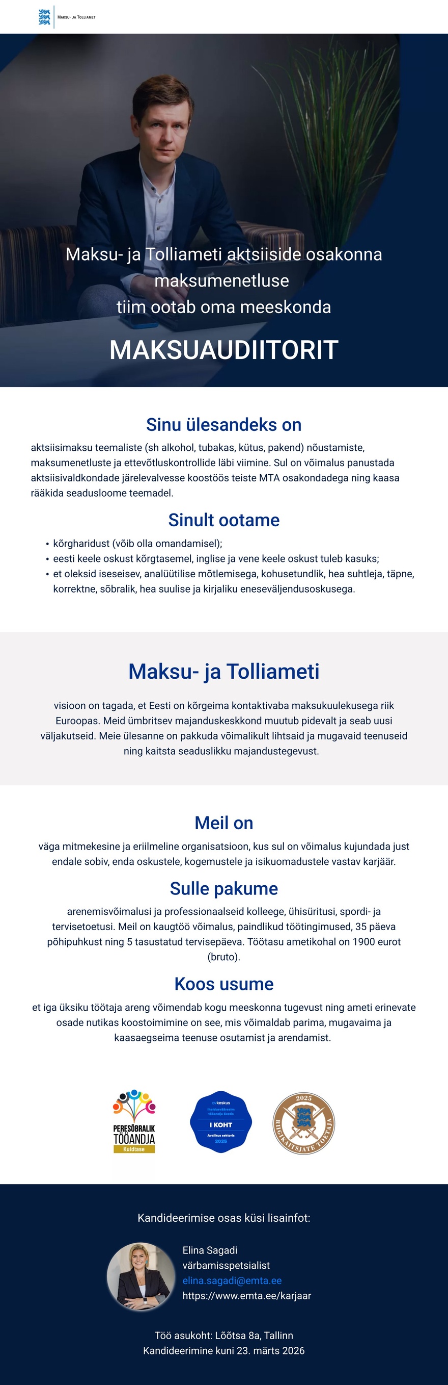 Maksu- ja Tolliamet Maksuaudiitor (aktsiisid)