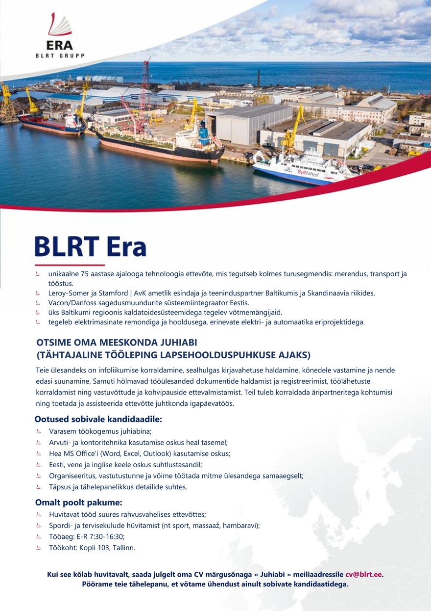 BLRT ERA OÜ Juhiabi