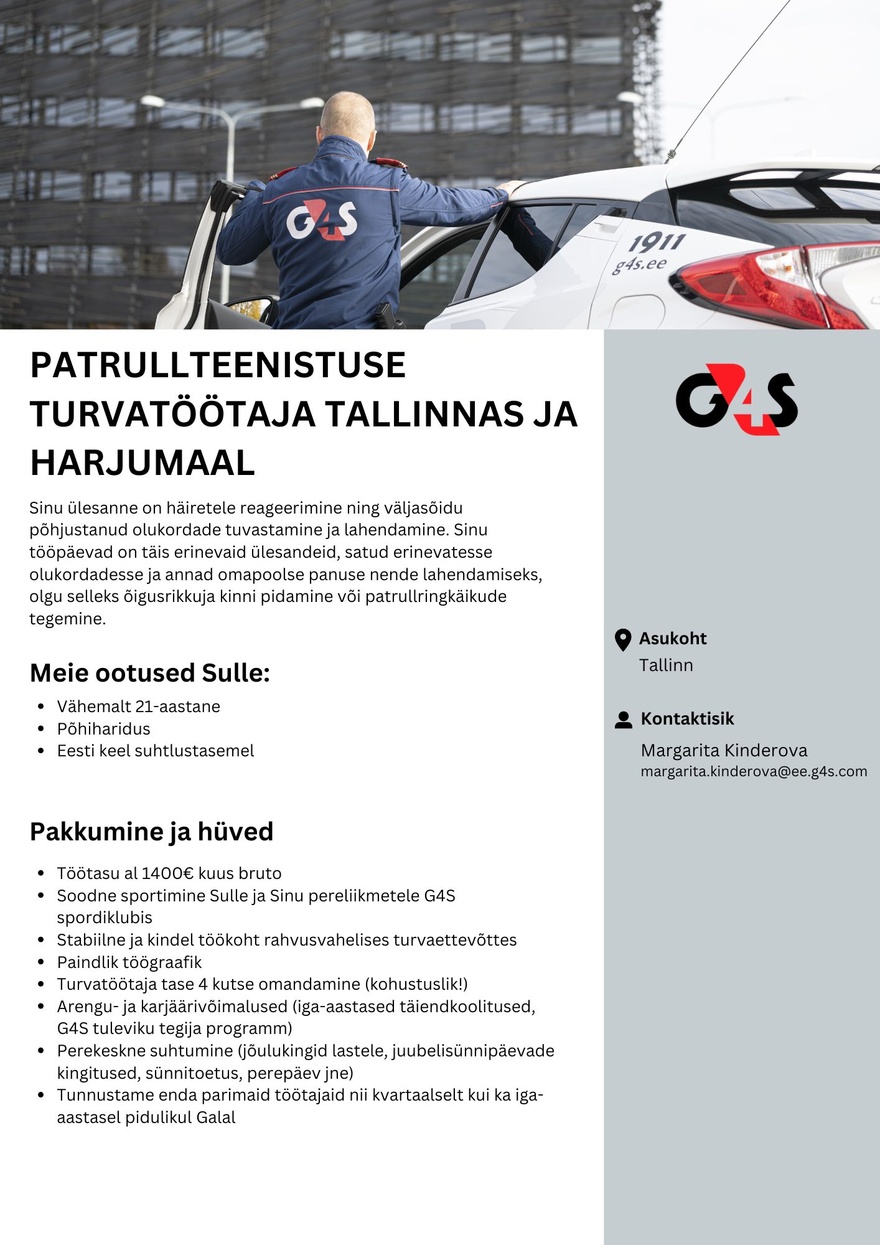 AS G4S Eesti Patrullteenistuse turvatöötaja