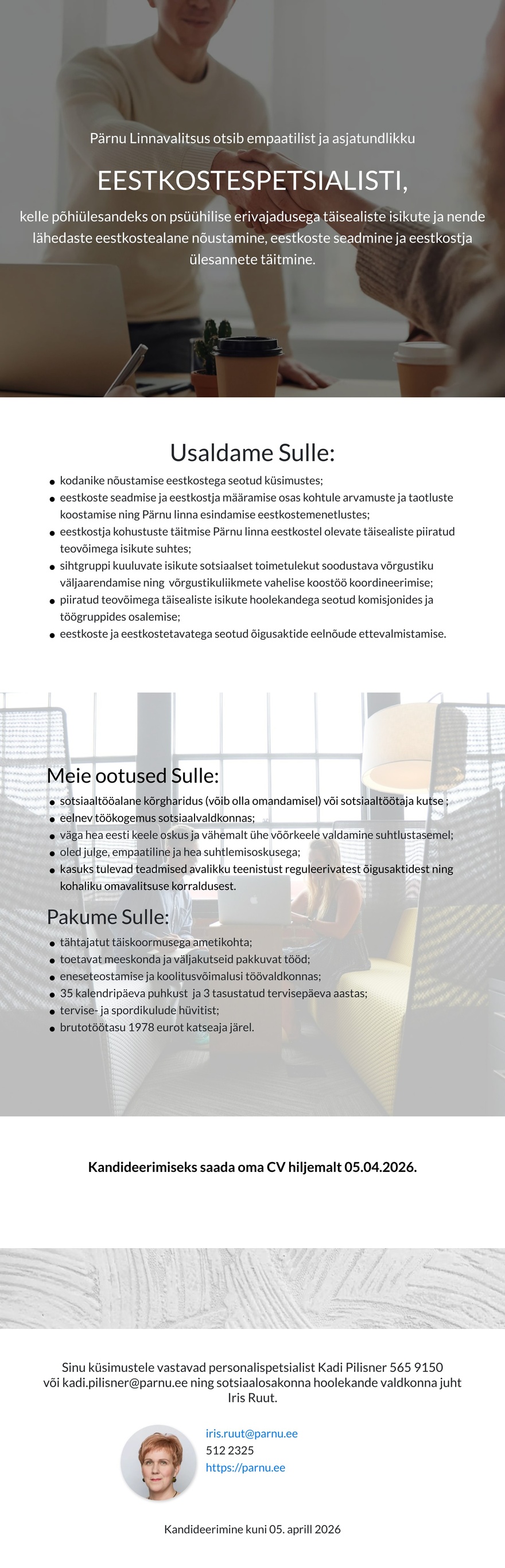 Pärnu Linnavalitsus Eestkostespetsialist