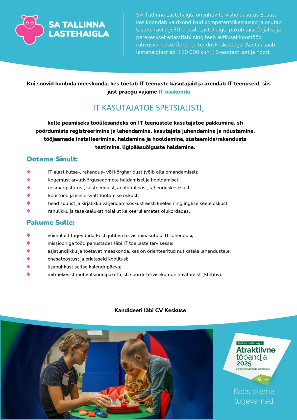 Tallinna Lastehaigla SA IT kasutajatoe spetsialist