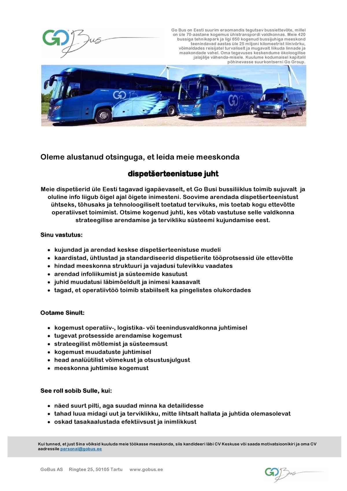 AS GoBus Dispetšerteenistuse juht