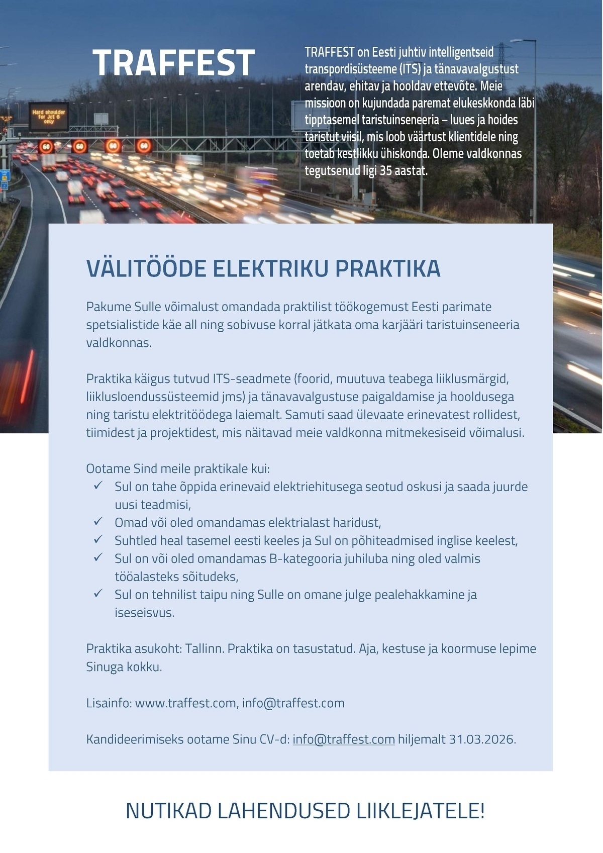 Traffest OÜ Välitööde elektriku praktika