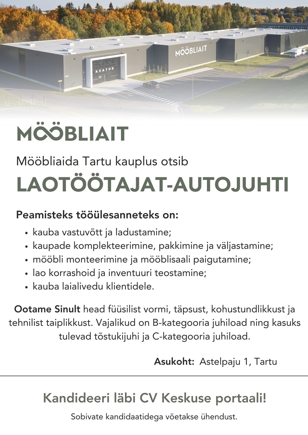 Mööbliait OÜ Laotöötaja-autojuht
