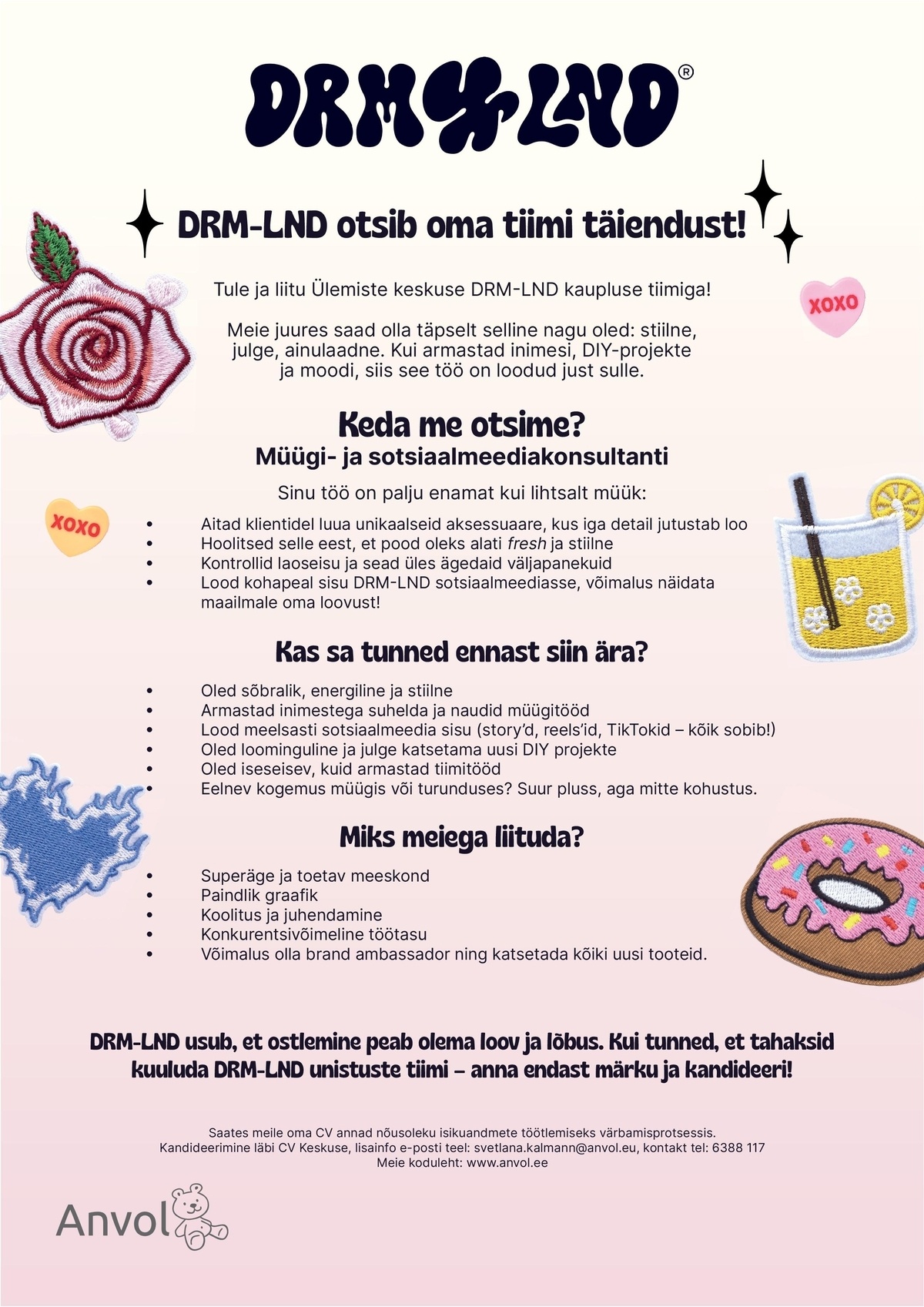 Anvol OÜ Müügi- ja sotsiaalmeediakonsultant DRM-LND kauplusesse