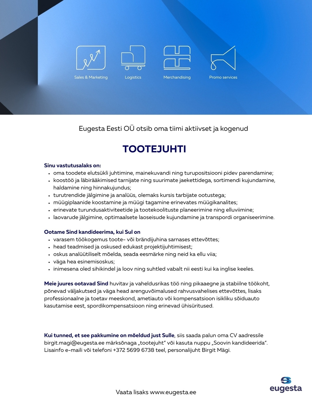 Eugesta Eesti OÜ Tootejuht