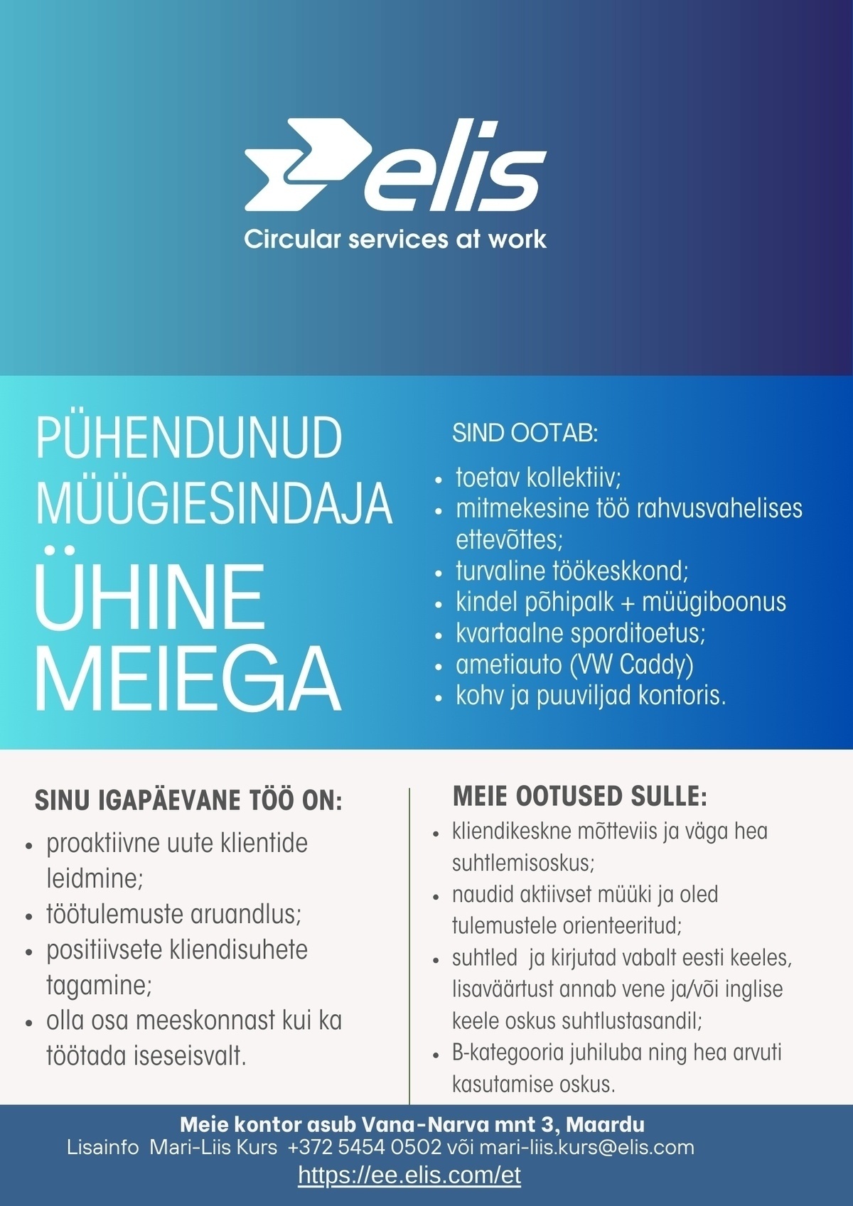 Elis Textile Service AS Müügiesindaja