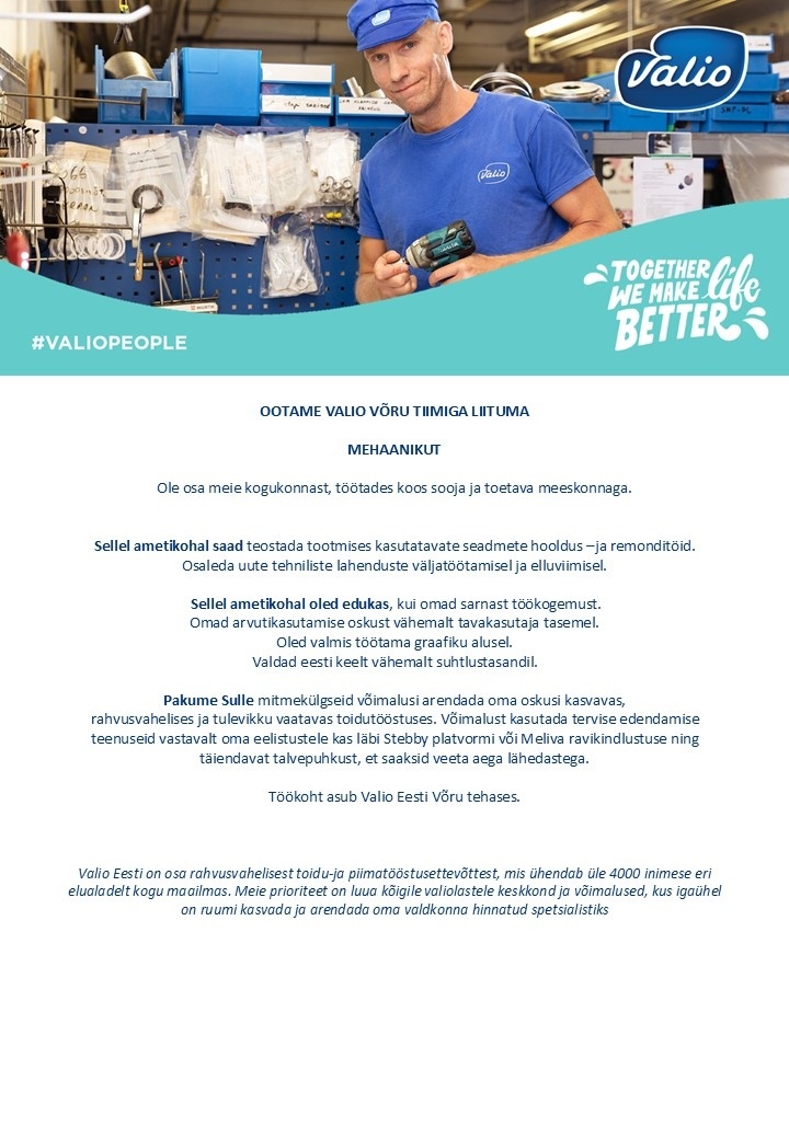 Valio Eesti AS Mehaanik