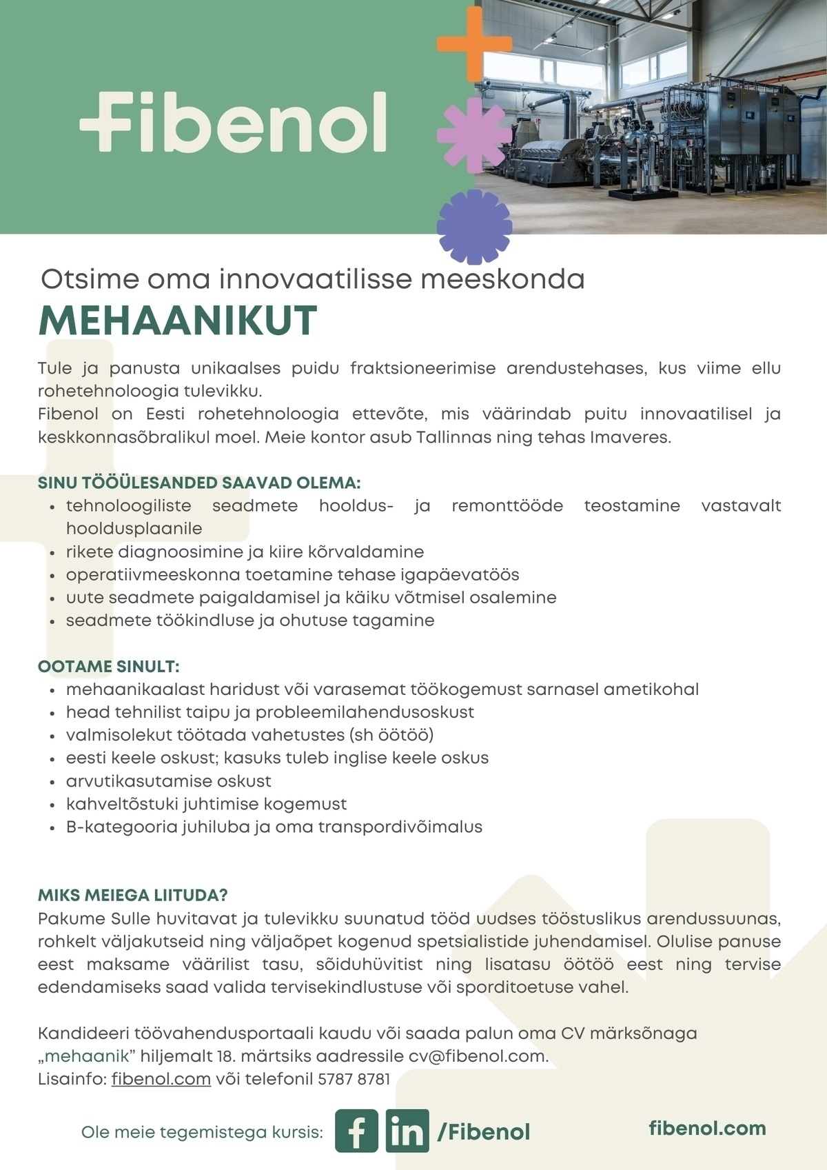 Fibenol Imavere OÜ MEHAANIK