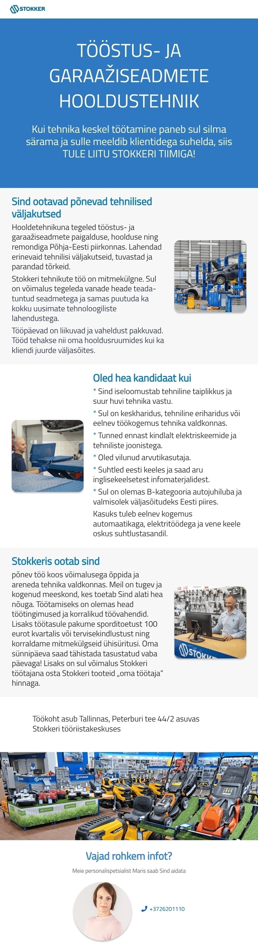 Stokker AS Tööstus- ja garaažiseadmete hooldustehnik Tallinn
