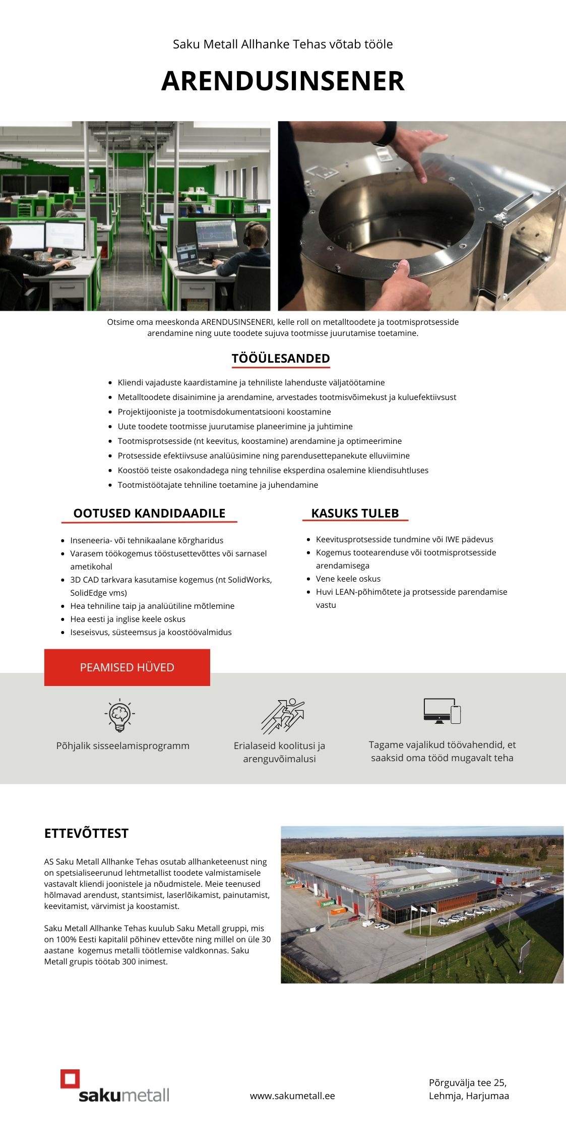 Saku Metall Allhanke Tehas AS Arendusinsener