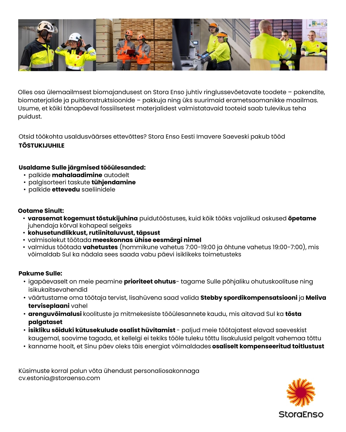 Stora Enso Eesti AS Tõstukijuht