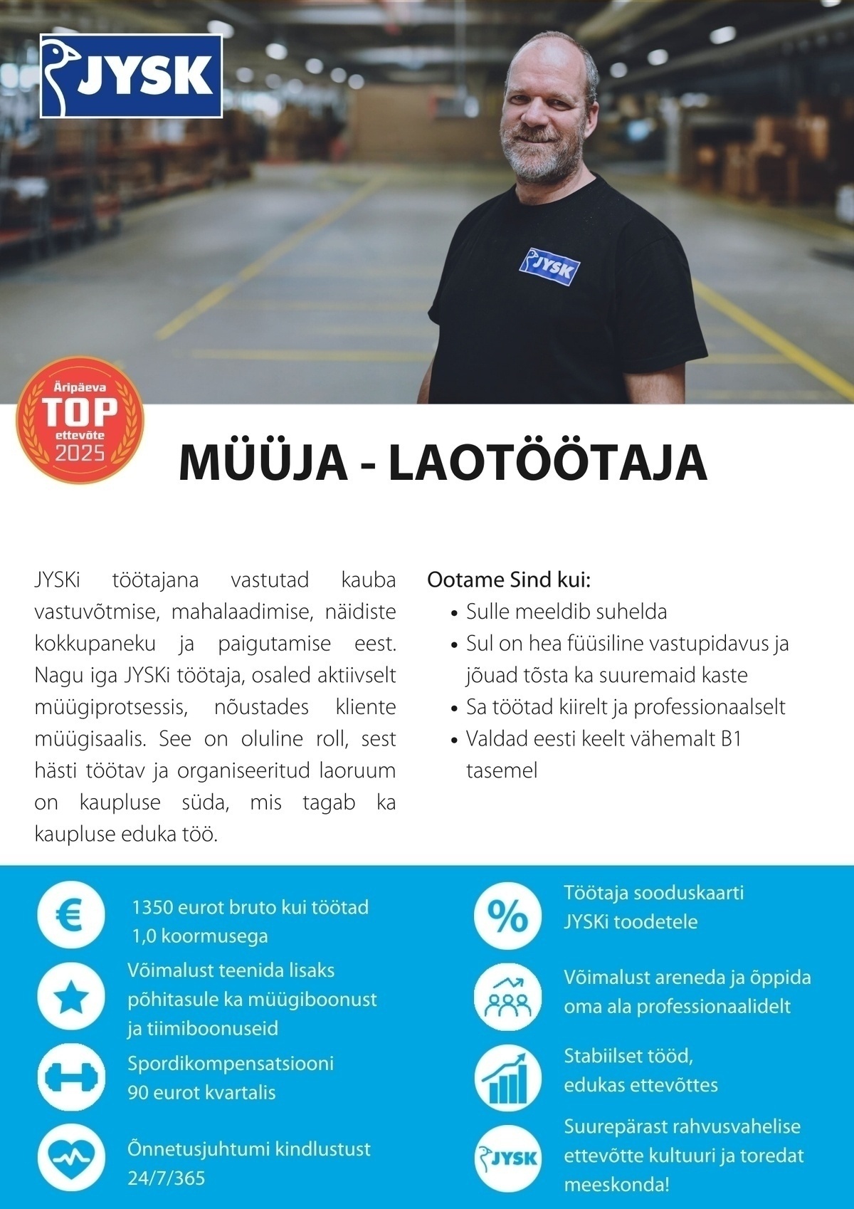 JYSK Linnen'n Furniture OÜ Müüja - laotöötaja Järve JYSK