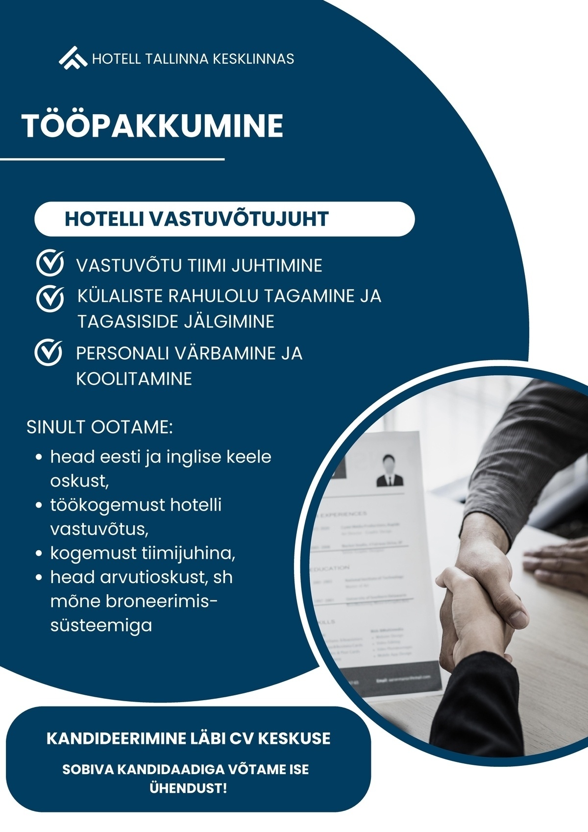 CVKeskus.ee klient Hotelli vastuvõtujuht