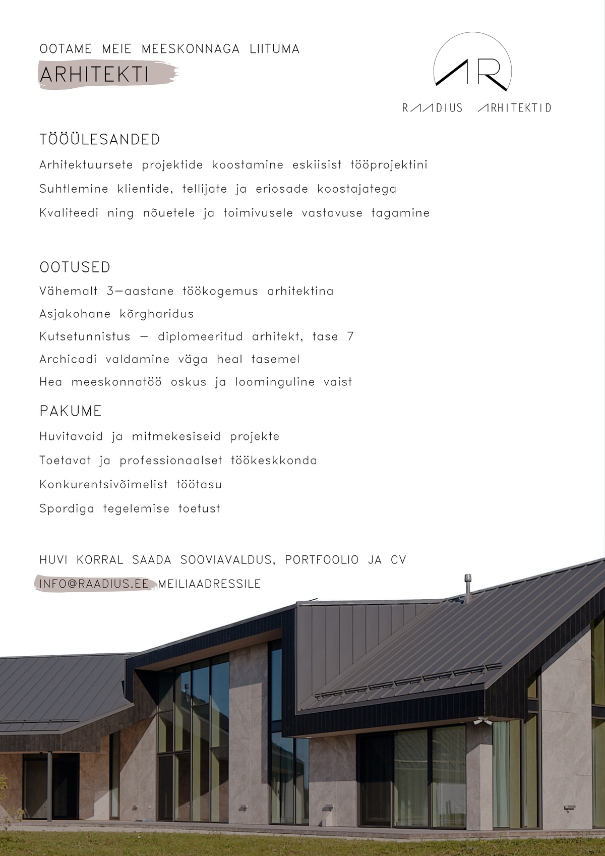 Raadius Arhitektid OÜ Arhitekt