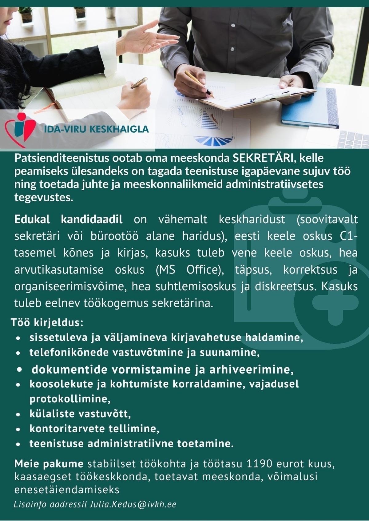 Ida-Viru Keskhaigla SA Patsienditeenistuse sekretär