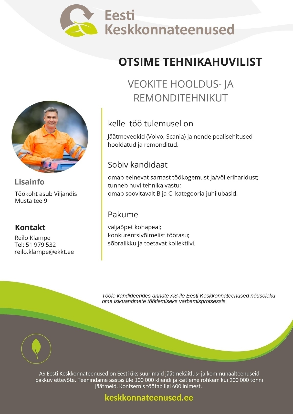 Eesti Keskkonnateenused AS Veokite hooldus-ja remonditehnik